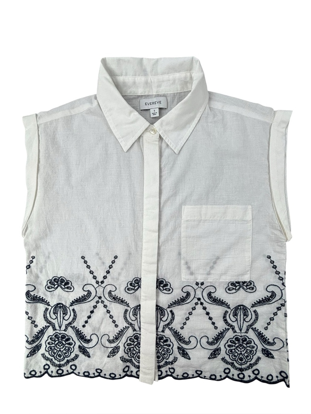 NWOT | Evereve | Sleeveless Embroidered Blouse | Small